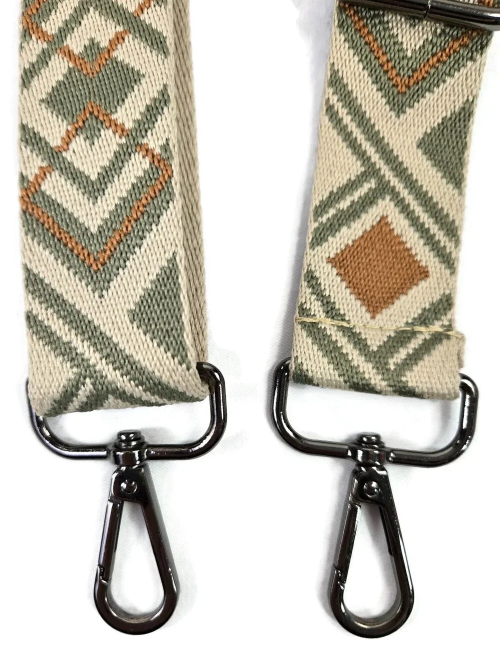 Boho Sage Green Rust Geometric Woven Replacement Adjustable Purse Strap NWOT